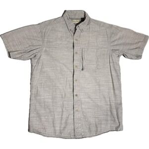 Hobbs Creek Mens Gray Short Sleeve Fishing Shirt Button Down Zip Pocket Medium